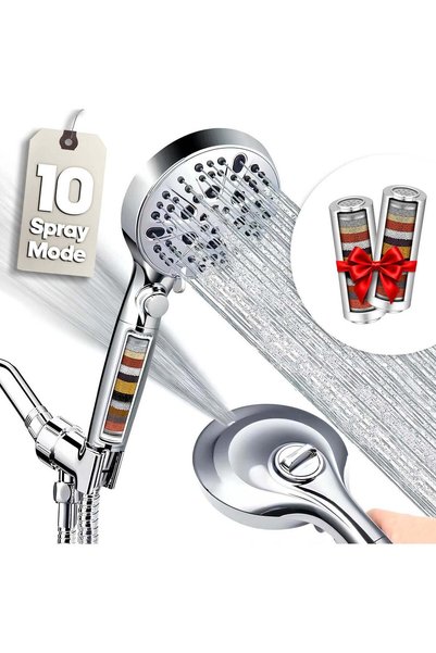Generic Shower Head with 2 Replacement Filters, 15-Stage Hard Water Filtratio...