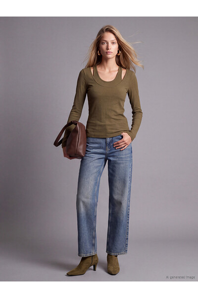 LC Waikiki Alita City Lcw Vision Indigo Denim Straight Straight & High Waist ...