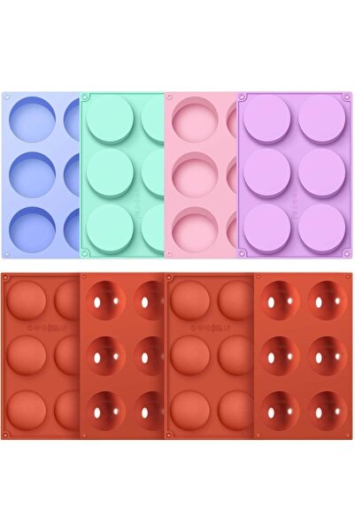 Generic 8 Pcs Silicone Baking Mold Set, Round and Hemispherical Non‑Stick Mol...