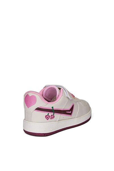 AlbiShoes Çocuk Işıklı Okul Günlük Spor Ayakkabı Kiraz Desenli Cırtlı Kaymaz Taban Rahat Sneaker