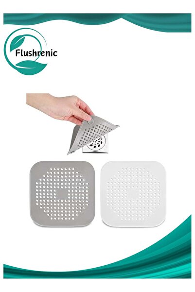 Generic 2 Pieces Square drain cover Bathroom floor drain filter (White, gray)