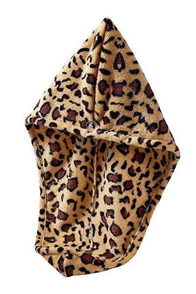 Generic Absorbent Soft Hair Drying Cap, Leopard Print Hair Towel for Home Use