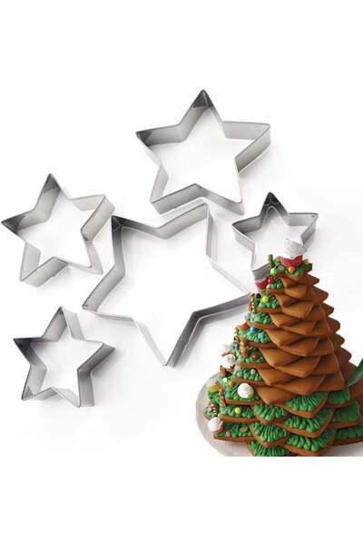Generic 5 Pcs Star Cookie Cutter Set,Stainless Steel Five Pointed Star Biscui...