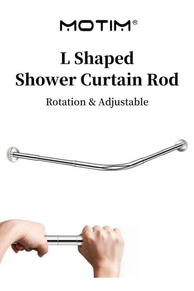 Generic L Shaped Shower Curtain Rod Adjustable (70-90cm & 80-110cm) for Bathr...