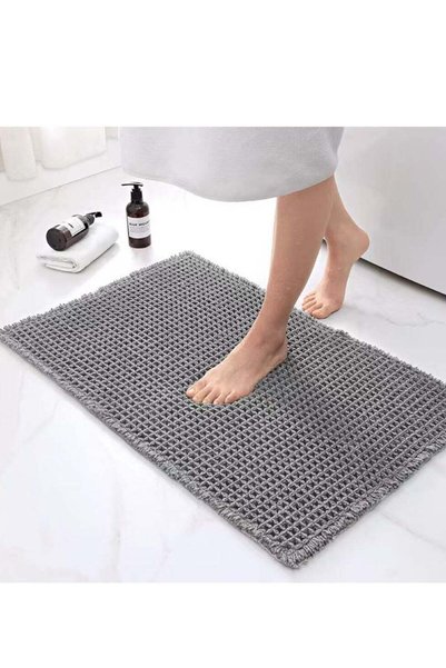 Generic 1-Piece Bathroom Mats Absorbent Bath Mat Bath Rugs Polyester Grey 65x...