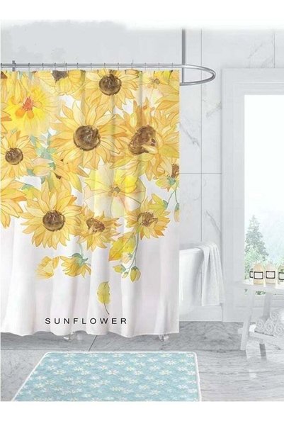 Generic Polyester Printing Shower Curtain Sunflower Image Digital Printing Ea...
