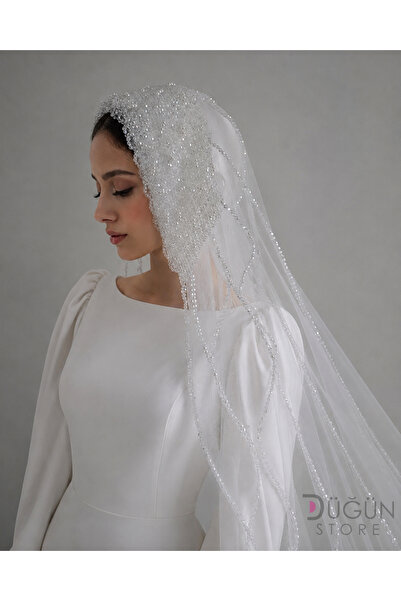 dugunstore Taşlı Gelin Duvağı