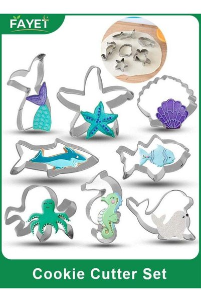 Generic 8-Piece Sea Animal Cookie Cutter Set, Food-Grade Stainless Steel Ocea...