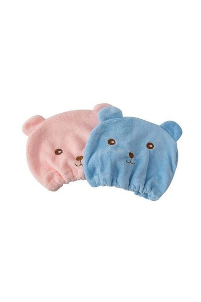 Generic Cartoon Bear Embroidered Coral Fleece Hair Drying Cap – Thickened Mic...