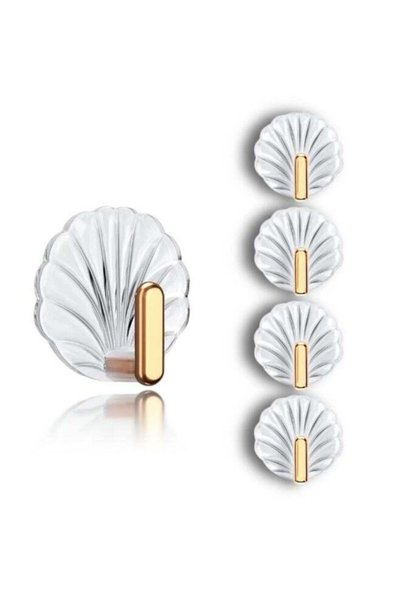 Generic 4 Pack Shell Clear Bathroom Hooks - No Drill Removable Waterproof Adh...
