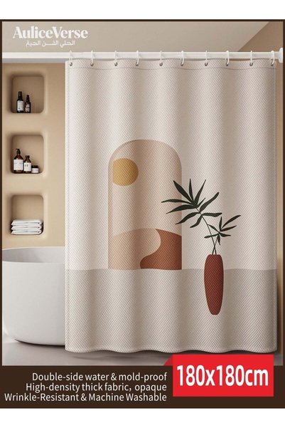 Generic 180x180cm Waterproof Shower Curtains with Hooks - Anti-Mold Polyester...