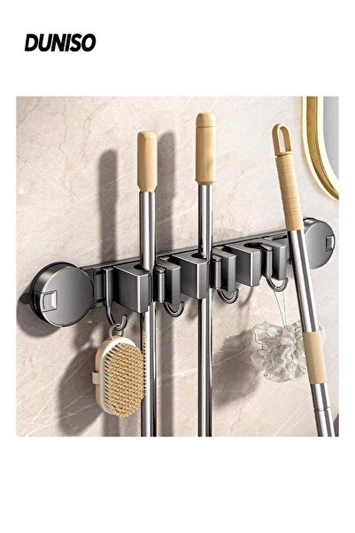 Generic Mop and Broom Holder Wall Mount，Broom Hanger Suction cup With 3 Slots...