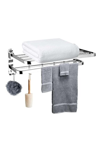 Generic Foldable Towel Rack for Bathroom Wall Mounted Towel Shelf with 4 Mova...