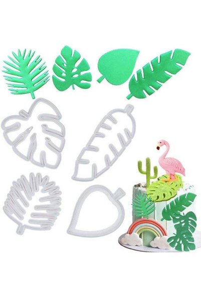 Generic 4 Pcs Tropical Leaf Cookie Cutter, Hawaiian Palm Tree Cutter Fondant ...