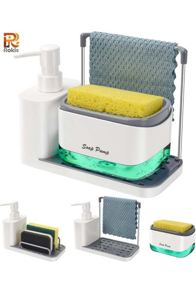 Generic Hand and Dish Soap Dispenser Set with Tray, Dual Soap Dispenser with ...
