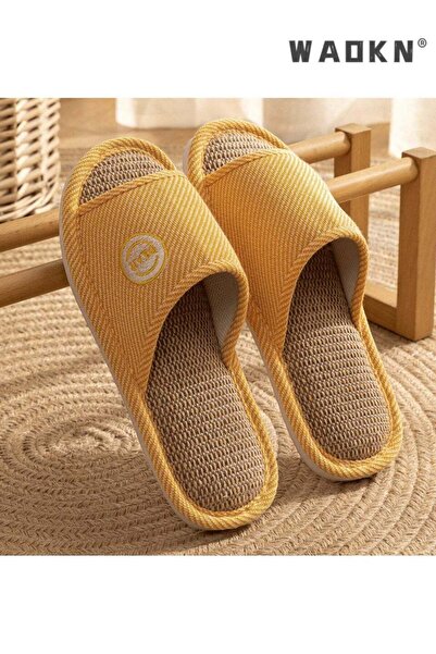 Generic Candy Color Linen Open Toe Slide Slippers for Men & Women Couple, Mem...