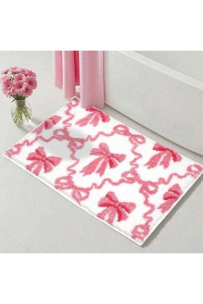 Generic Pink Bow Bathroom Rugs Coquette Cute Bath Mat for Bathroom Non Slip A...