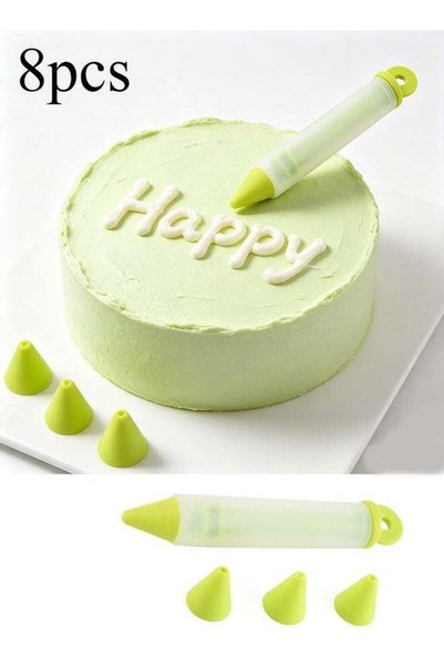 Generic 8 Pcs Cake Decorating Pen and Pastry Nozzles , Buttercream Frosting G...