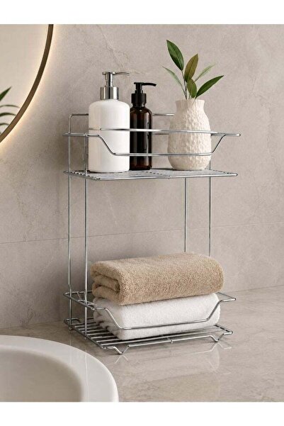 Generic Elegant 2-Tier Metal Bathroom Organizer – Modern & Space-Saving Desig...