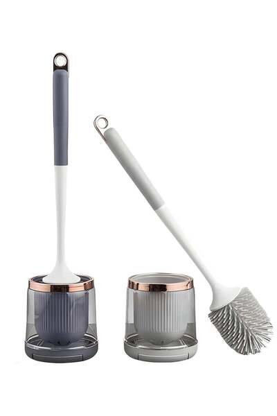 Generic Silicone Toilet Brush And Holder Set 2 Pack Toilet Bowl Scrubber Brus...