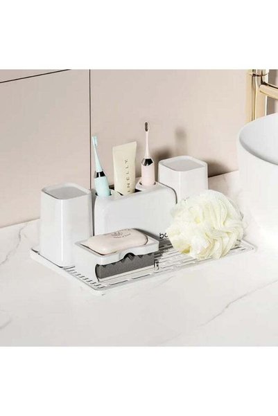 Generic Bathroom Accessory Set for Toothbrushes Soap and Sponge Modern Counte...