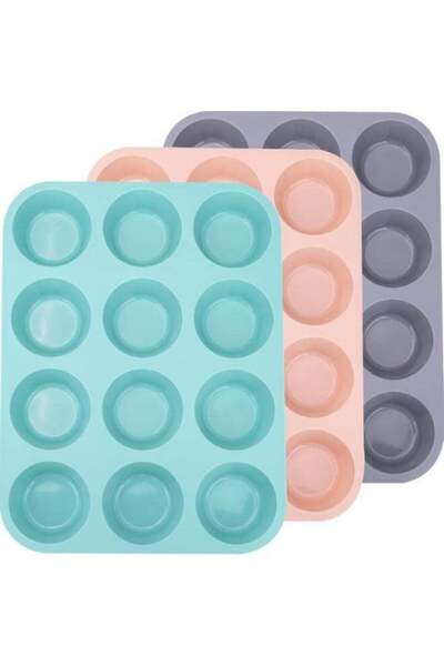 Generic 3 Pack Silicone Mini Muffin Pan,12 Cups Mini Muffin Pan, Nonstick Foo...