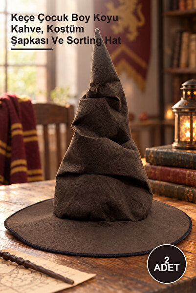 Yenilig 2 pieces selector hat - felt child size dark brown, costume hat and s...