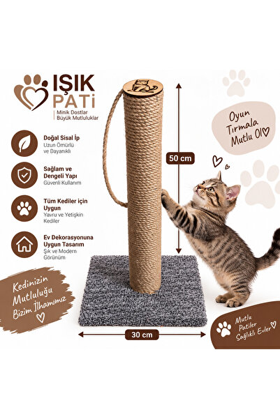 Işık Pati Kedi Tırmalama Tahtası 50 cm Kare, İthal İp