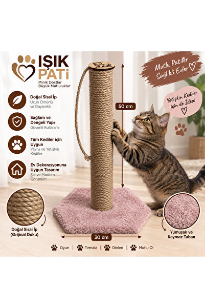 Işık Pati Kedi Tırmalama Tahtası 50 cm Altıgen, İthal İp