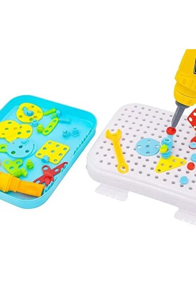 OEM Set creativ pentru copii, mozaic 3D, 196 piese, șurubelniță electrică, multicolor, 30x24x6cm
