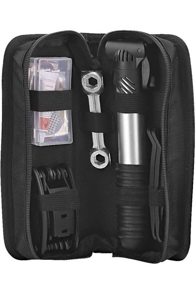 TNB URBAN MOOV Umtoolkit | Bike/E-Scooter Essential Tool Kit | With Transport Case | Hand Pump | Hexagonal Key | Tyre Irons | Allen Keys And Screwdriver | Patches | Grater | Rubber Cement | Black