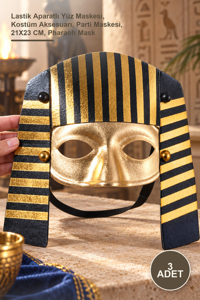 Yenilig 3 Pieces Egyptian Pharaoh Mask – Face Mask with Rubber Attachment, Co...