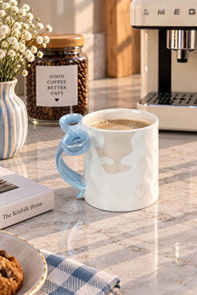 Onedekor Bowi Lusterli Blue Porcelain Mug 350 ml
