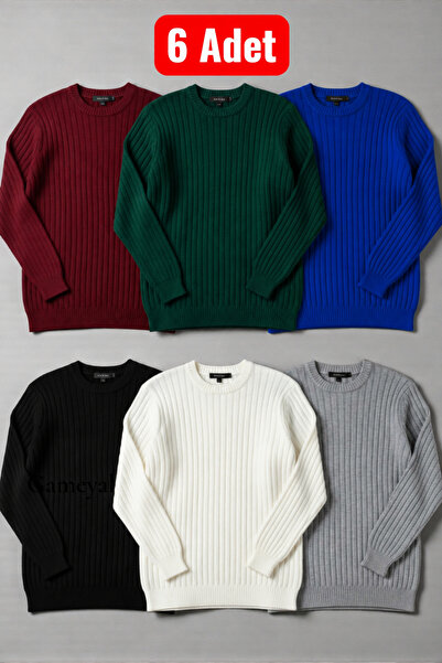 legends butik 6 Pieces Men's Crew Neck Thick Winter Knitwear Sweater Set