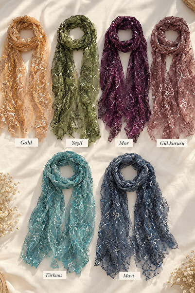 Nurcanilirboutique Pul payet boncuklu Fularlar ( Lütfen istediğiniz rengi bel...