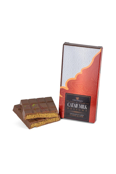 CHOCOHOLICS Ciocolată DUBAI, cu Lapte, Fistic și Kadaif, artizanala. 190 gr