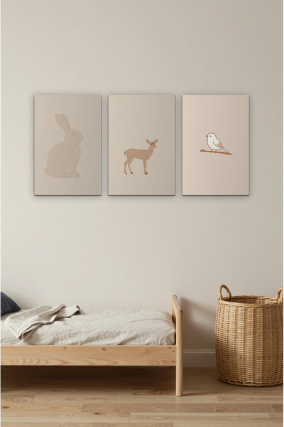 ZURİ DESİGN Set de 3 piese pentru camera bebelușului cu siluete de animale în...