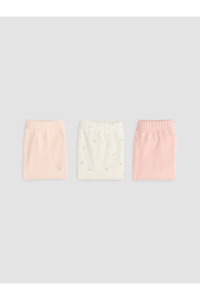 LC Waikiki Vizyon New Season Ecru Floral Girls' Boxer Shorts 3-Piece Set