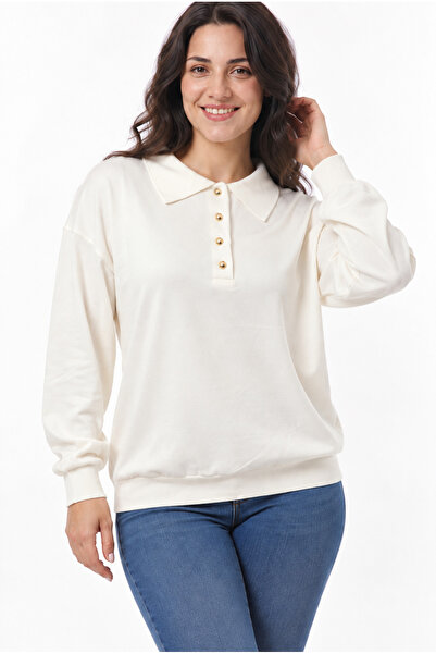 EtkiModa Women's Polo Neck Mercerized Knitwear Blouse