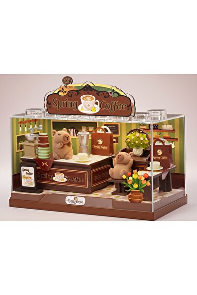 Mini World Spring Coffee DIY Minyatür Kahve Dükkanı 3D Yapım Kiti – Pastel Tasarımlı Dekoratif Hobi Seti (Shop in a Box)