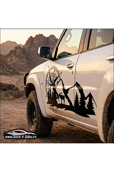 StickITsibiu Αυτοκόλλητο Αυτοκινήτου Off-Road Ολοκληρωμένο Σετ - Πυξίδα, Μονό...