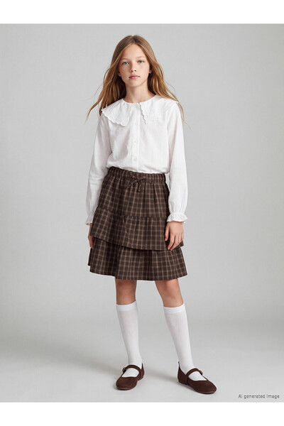 LC Waikiki Plaid Flounce Girls' Layered Skirt