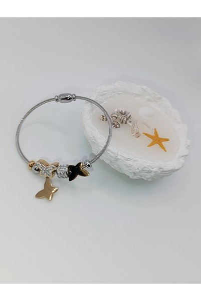 Generic Brand Silver Color Steel, Hanging Butterfly Model Magnetic Bracelet