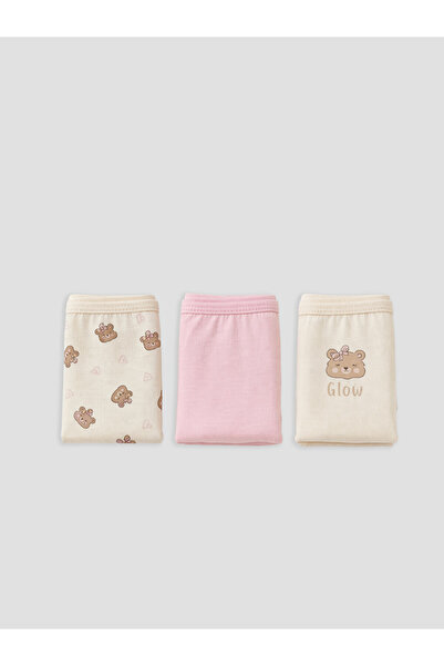 LC Waikiki Peak New Season Ecru Patterned Girls' Panties 3-Piece Set