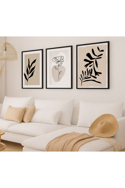 VOBA STORE 3 PARÇA MODERN ÇERÇEVE GÖRÜNÜMLÜ MDF BASKI TABLO SETİ -167