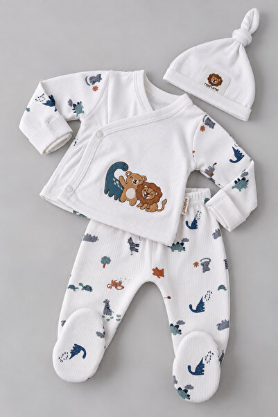 My Babies Label Safari Patterned 100% Cotton Newborn 3-Piece Hospital Dischar...