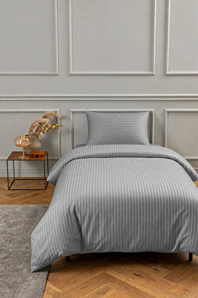 Marlenka Home Tex %100 Pamuk 210 TC (83 Tel) Tek Kişilik Çizgili Saten Nevres...
