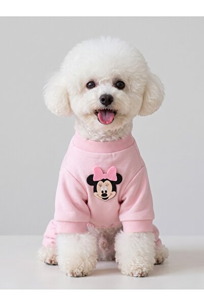 Kemique Pinkie Mouse Köpek Tulumu | Pembe Kalın Penye Köpek Kıyafeti | Seviml...