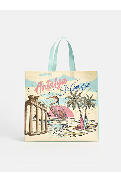 LC Waikiki Vizyon New Season Mixed Antalya Printed Women's Shopping Bag
