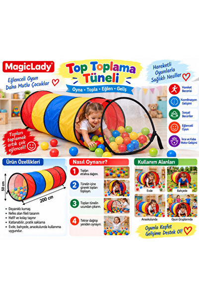 Top Toplama Tüneli – Çocuk Aktivite, Emekleme ve Renkli Top Toplama Oyunu